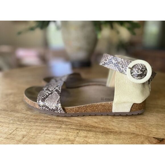 GEOX Respira Snake Print Suede Sandals Size 39 Leather Cork Sole Italy Patent - Picture 3 of 9